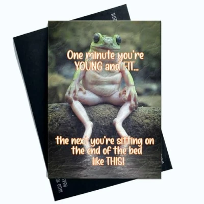 Image of Peachy Antics Funny Birthday Card For Him Her Joke Happy One Minute You&#039;re Young And Fit SP167