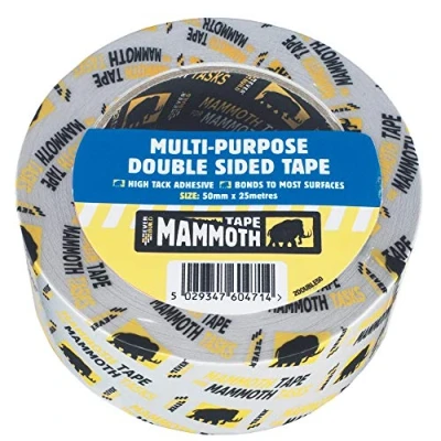 Image of Everbuild Mammoth Multi Purpose Double Sided Tape High Tack Clear 50mm x 25m Roll