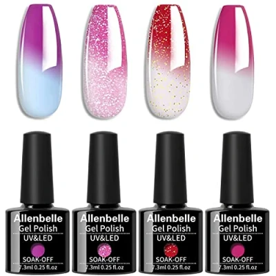 Image of Allenbelle Colour Changing Gel Nail Polish Set Red Series Mood Chameleon Soak Off UV LED Thermal Temperature Art Manicure Kit 002