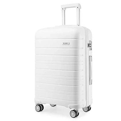 Image of Kono 20 Inch Lightweight 55x40x20cm Cabin Hard Shell Suitcase 40L Travel Carry On Luggage with TSA Lock and 4 Spinner Wheels(White)