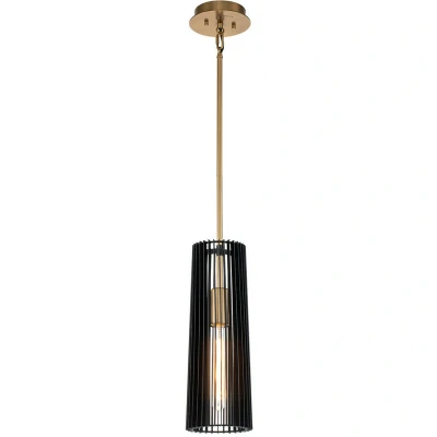 Image of Kichler Linara Slim Pendant Ceiling Light Black &amp; Natural Brass