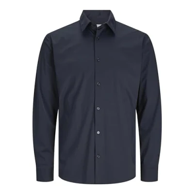 Image of JACK &amp; JONES Men&#039;s Jprblaactive Stretch Shirt L/S Sn T, Black/fit: Slim fit, S