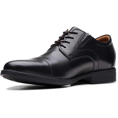 Image of Clarks Men&#039;s Whiddon Cap Oxford, Black Leather, 13 UK