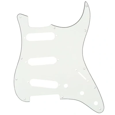 Image of Musiclily 11 Hole SSS Strat Pickguard Scratch Plate for Fender USA/Mexican Standard Stratocaster Modern Style Electric Guitar, 3Ply Parchment
