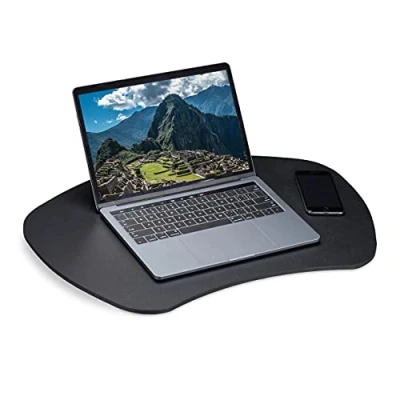 Image of Relaxdays Knee Tray Cushion, for Laptop, Multi Purpose Desktop Holder Tablets, Travel Tray, Relieves Pressure, Black