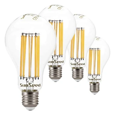 Image of SUNSEED 4 X E27 18W (Equivalent to 162W) Sapphire Filament LED GLS Light Bulb A75 Warm White 2700K
