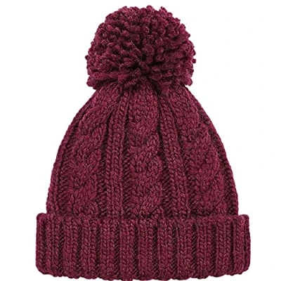 Image of Beechfield Cable Knit Melange Beanie Burgundy