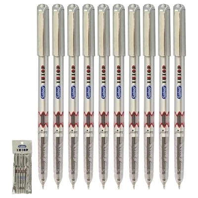 Image of SAINO GlideStic Ballpoint Pens, BLUE, Fine Point (0.6mm), Pack of 10, Smooth Ball Pens