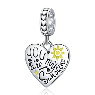 Image of I Love You Forever,Heart Key Charm fit Pandora Bracelet 925 Sterling Silver Safety Chain for (A)