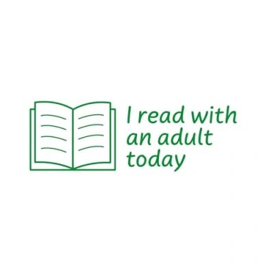 Image of SuperStickers Assessment Stamper for teachers: I Read With An Adult Today Green Ink