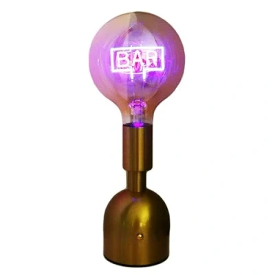 Image of Darthome Bar LED Neon Text Lamp Gold Rechargeable Glass Bulb USB Cordless Desk Light