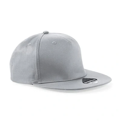 Image of Beechfield B610 5 Panel Snapback Rapper Cap Light Grey