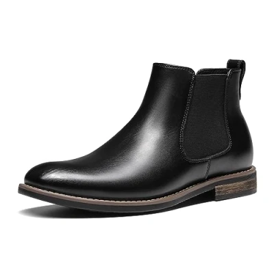 Image of Bruno Marc Men&#039;s Suede Leather Chelsea Ankle Boots URBAN 06 1,Size 8,Bright Black,URBAN 1