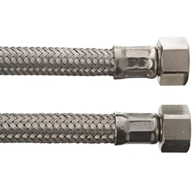 Image of CORNAT T596008 Flexible Connection Hoses Straight x1/2 IT x700, Stainless Steel Look, 1/2 Zoll Innengewinde