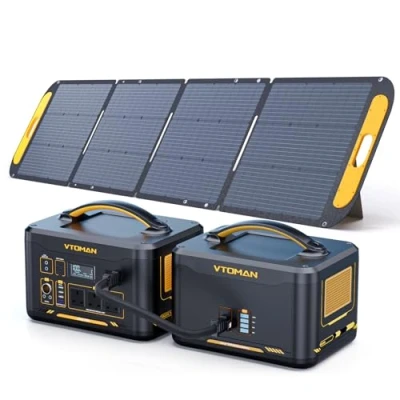 Image of VTOMAN 3096Wh Portable Power Station Bundle with Extra Battery &amp; 220W Solar Panel Included Up to 4400W Generator for Home Backup, Off grid, Road Trip, RV, Camping, Fishing, Emergencies