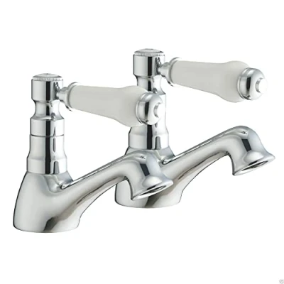 Image of Traditional Ceramic Lever 1/2&quot; Basin Bathroom Sink Taps Pair Chrome