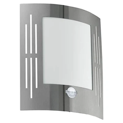 Image of IP44 Outdoor Wall Light &amp; PIR Motion Sensor Stainless Steel 1 x 60W E27 Bulb Weatherproof Waterproof Mounted Porch Sconce Modern Metal