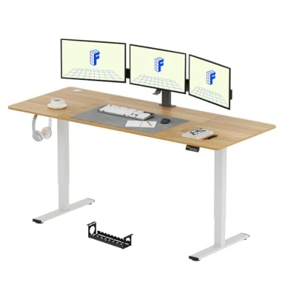 Image of FLEXISPOT Standing Desk Electric Height Adjustable for Home Office (Maple) 200 x 80 cm