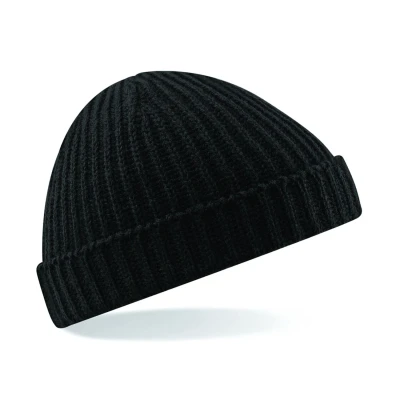 Image of Beechfield Unisex Retro Trawler Winter Beanie Hat, Black One Size