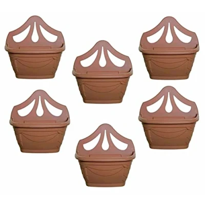 Image of HOMION 31cm Venetian Wall planter Hanging Basket Flower Plastic (TERRACOTTA, 6 BASKETS)