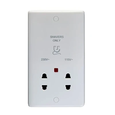 Image of Eurolite Enhance White Plastic Dual Voltage Shaver Socket With Neon