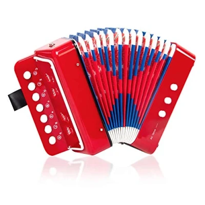 Image of Button Accordion,Horse 10 Keys Control Accordion Musical Instruments for Beginners Lightweight and Environmentally friendly(Red)