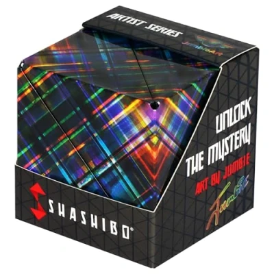 Image of SHASHIBO Shape Shifting Box Award Winning, Patented Fidget Cube w/ 36 Rare Earth Magnets Transforms Into Over 70 Shapes, Download Fun in Motion Toys Mobile App (Artist Series Disco Plaid)