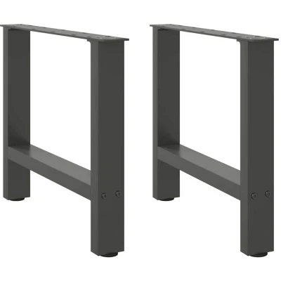 Image of vidaXL coffee table legs steel anthracite 42x50 cm sturdy modern geometric design for living/dining room easy assembly adjustable levelers pair