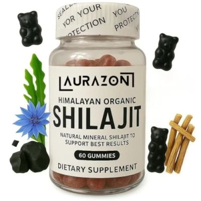 Image of Pure Himalayan Shilajit Gummies with 600mg Sugar Free (for Energy Boost &amp; Immune Support, 75%+ Fulvic Acid) (60 Gummies, Pink)