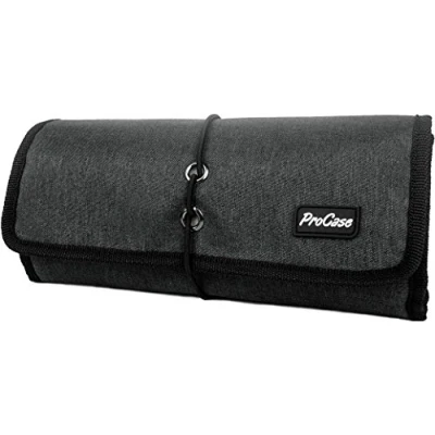 Image of ProCase Travel Gear Organizer Electronics Accessories Bag, Small Gadget Carry Case Storage Bag Pouch for Charger USB Cables SD Memory Cards Earphone Flash Hard Drive (Black)
