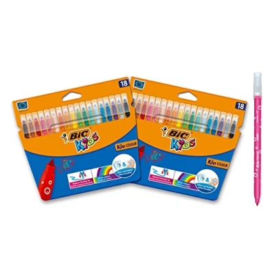 Image of Bic 962702 Couleur Felt Tip Colouring Pen Multi Colour 18 Count (Pack of 2)