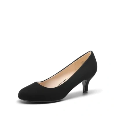 Image of DREAM PAIRS Women&#039;s LUVLY Court Shoes Sandals Bridal Wedding Party Low Heel Pump LUVLY,Size 5,Black/Nubuck,LUVLY