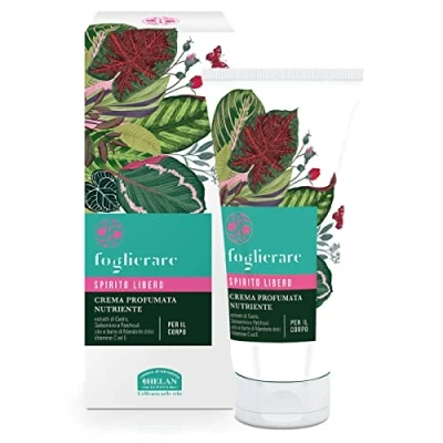 Image of Helan Foglierare Spirito Libero Nourishing, Scented Body Cream for Dry Skin with Vitamin C &amp; E, Almond Oil Butter Gentle Moisturiser Jasmine Patchouli, Silky Effect Made in Italy, 200ml