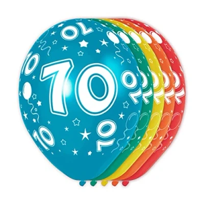 Image of Folat 19370 70th Birthday Balloons 5 pieces, Multi Colors