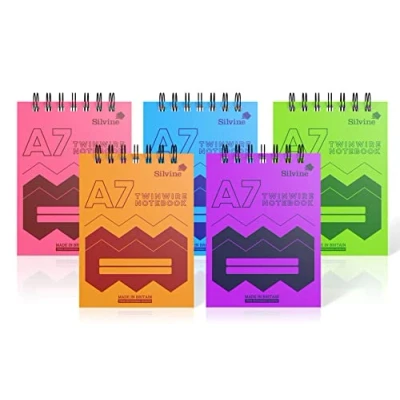 Image of Silvine 160 Page A7 Wirebound Notebooks with Durable Wipe Clean Covers [Assorted Pack of 20],POLYA7AC