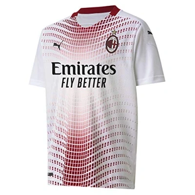 Image of Puma Acm Away Shirt Replica Jr Football White Tango Red, 128