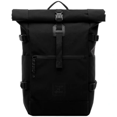 Image of SONS OF ALOHA Backpack Kane Roll Top Courier XL Large PET Recycled, Water Repellent Hiking Laptop Compartment 15 inch Black