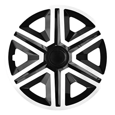 Image of NRM Action wheel Trims, White / Black 15 Inches. (4 x universal trims/hubcaps)