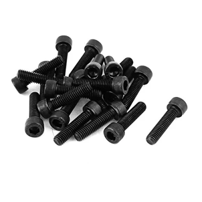 Image of Sourcingmap M6x25mm 12.9 Alloy Steel Screw Cap Point Hex Socket Screws Bolts Black 20Pcs