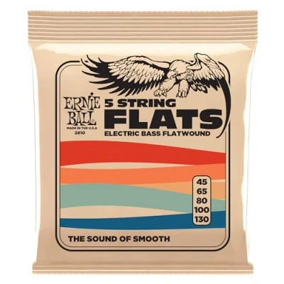 Image of Ernie Ball Flatwound 5 string Electric Bass Strings 45 130 Gauge