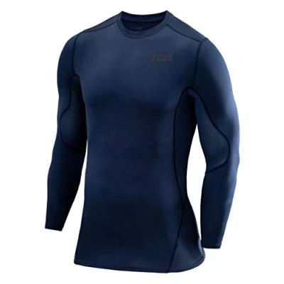 Image of TCA Men&#039;s SuperThermal Compression Base Layer Top Long Sleeve Thermal Under Shirt Navy Eclipse, S