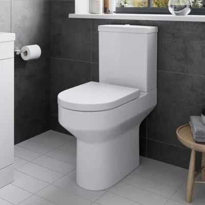 Image of Affine Close Coupled Dual Flush Toilets WC Soft Space Saving White Modern (Tivoli Comfort Height)