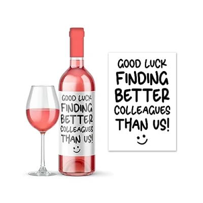 Image of Rib Ticklerz Funny Wine Label Leaving Work Gift for Colleague Bottle Good Luck Finding Better Colleagues Than Us Bye Farewell WLS50