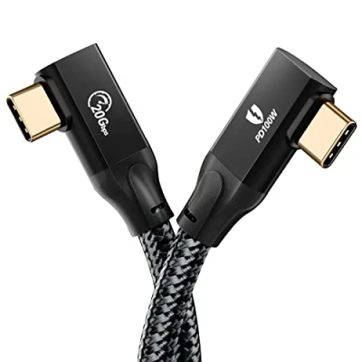 Image of USB C to Cable Right Angle, iDsonix 3.2 Gen 2 100W 4K 60HZ Video Output 20Gbps Type Date Trandfer Fast Charging for MacBook Pro, iPad Samsung