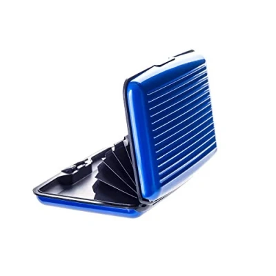 Image of VALLET® Aluminium Credit Card Holder for Men and Women Blocks RFID NFC Cards ID Wallet Wallet, blue (Blue) B074YCGXR9