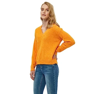Image of Desires Women&#039;s GEA V Neck Pullover, 6210 Dark Cheddar, XXL