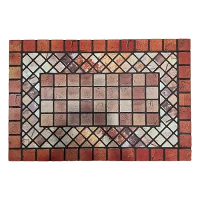 Image of Nicoman Elegant Tile Mat Barrier Doormat Eco Friendly Scrape and Non Slip Indoor/Outdoor Door Mat, Rectangular (90x60cm), Red Border