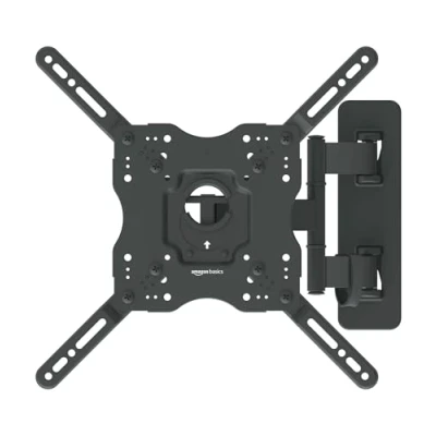 Image of Amazon Basics TV Wall Bracket for 26 55 inch(66cm 140cm) TVs, Swivels Tilts Mount Flat &amp; Curved TV, VESA 100x100mm to 400x400mm, holds up 36kg, Black