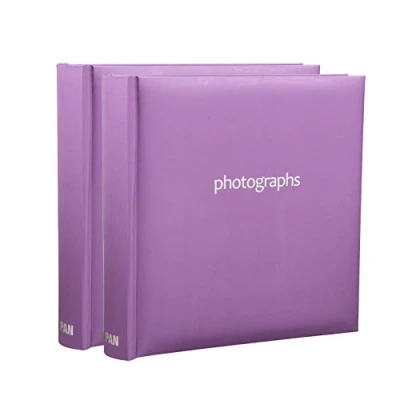 Image of 2 x Photo Album 200 6 4&#039;&#039; / 15 10 cm Photos Slip in Picture CD/DVD Pocket Memo Writing Area by Arpan (Pastel Purple)