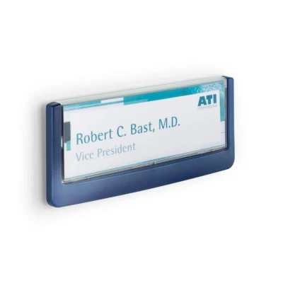 Image of Durable Click Information Sign 149 x 52.5 mm Dark Blue Door and Wall Includes Fittings Ideal for Offices, Hotels, Public Buildings, etc.